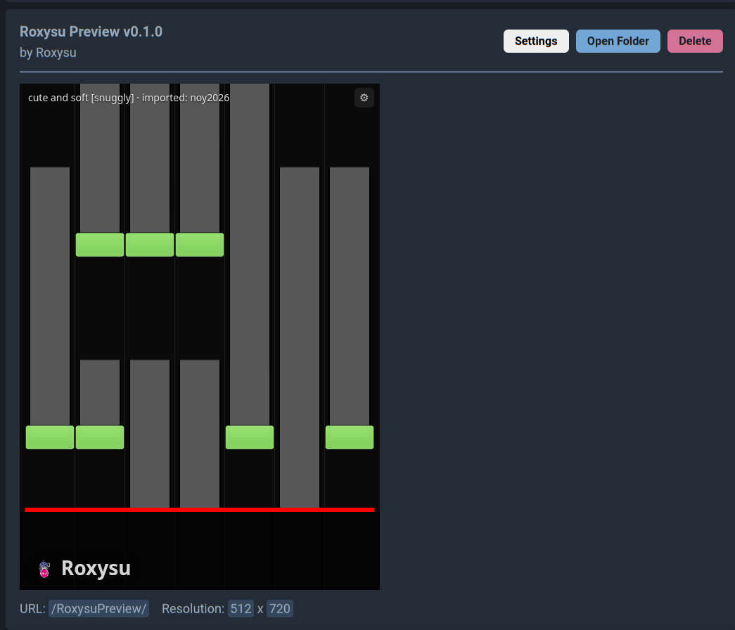 Roxysu Preview in the Tosu dashboard, showing a 7K mania notefield